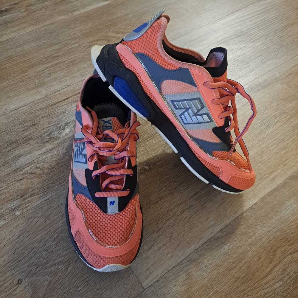 New Balance Men's Coral Orange & Blue Athletic Shoes